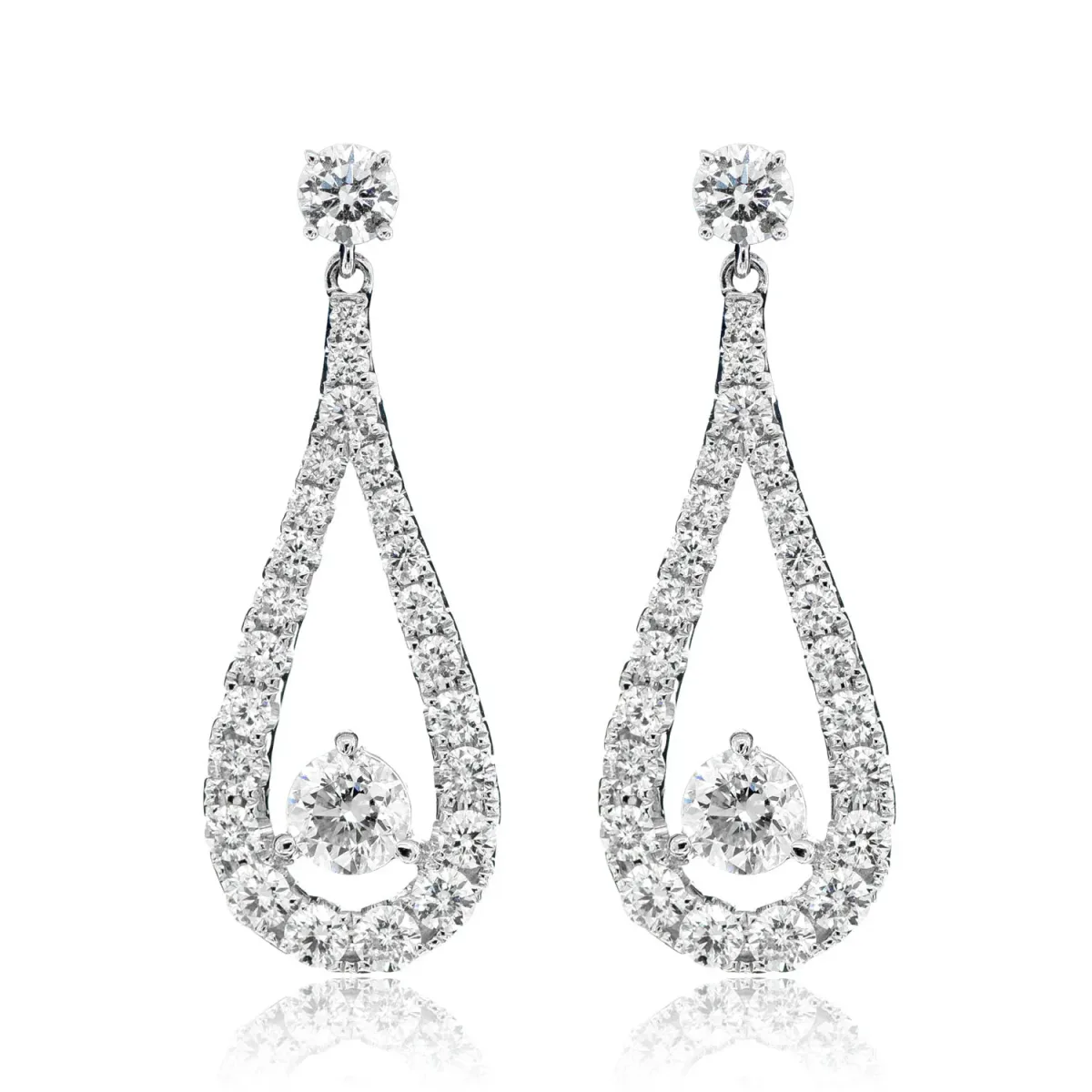 For Him Round Solitaire Teardrop Dangle Diamond Earrings in White Gold / Lab Grown Diamond – Earring