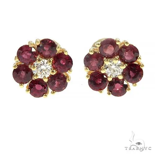 PIA - For Him GEMSTONES Mini Crimson Sapphire Diamond Flower Earrings 66894 in Rose – Earrings
