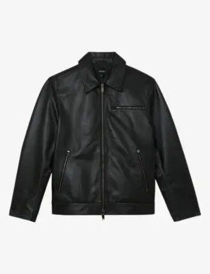 REISS Strader Zip-Through Leather Jacket