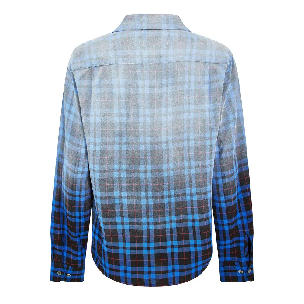 Maison Margiela MMM Tartan Overshirt Sn61 in Blue Tartan, additional product view 2