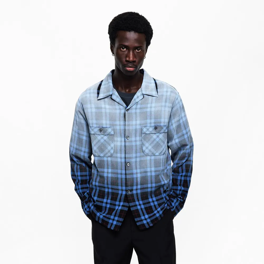 Maison Margiela MMM Tartan Overshirt Sn61 in Blue Tartan, additional product view 3