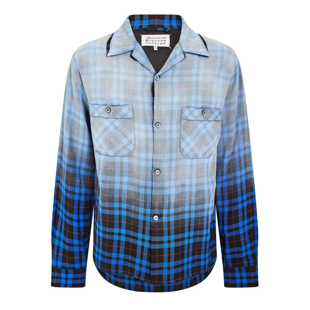 Maison Margiela MMM Tartan Overshirt Sn61 in Blue Tartan – Clothing