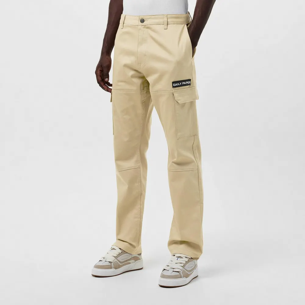 Daily Paper Men's Relaxed Fit Cargo Trousers in Twill Beige, additional product view 3