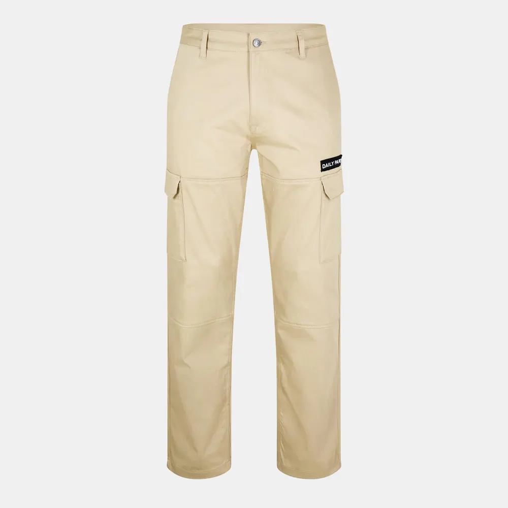 Daily Paper Men's Relaxed Fit Cargo Trousers in Twill Beige – Clothing