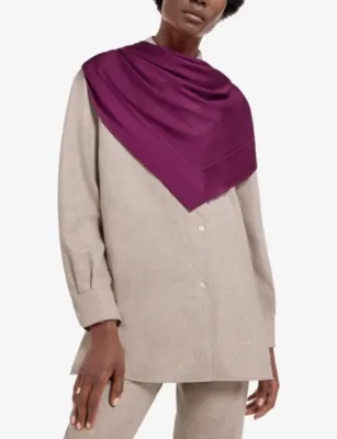 BVLGARI Lett Mx Voile Square Printed Silk Scarf detail 2