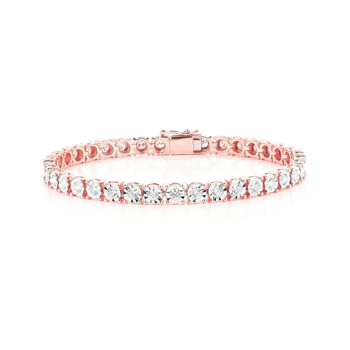 For Him Miracle Diamond Tennis Bracelet in 12pt / 4.15ctw / Rose Gold / 8.5" – Bracelet