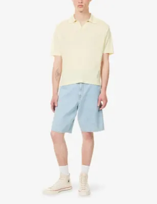 FRAME Superfine Short-Sleeve Wool And Cashmere Blend Polo Top detail 2