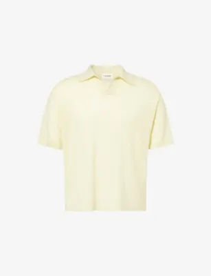 FRAME Superfine Short-Sleeve Wool And Cashmere Blend Polo Top