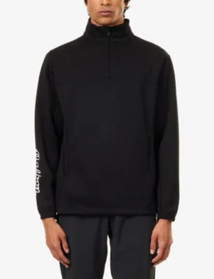 MALBON Long-Sleeve Quarter-Zip Woven Pullover in BLACK, additional product view 3