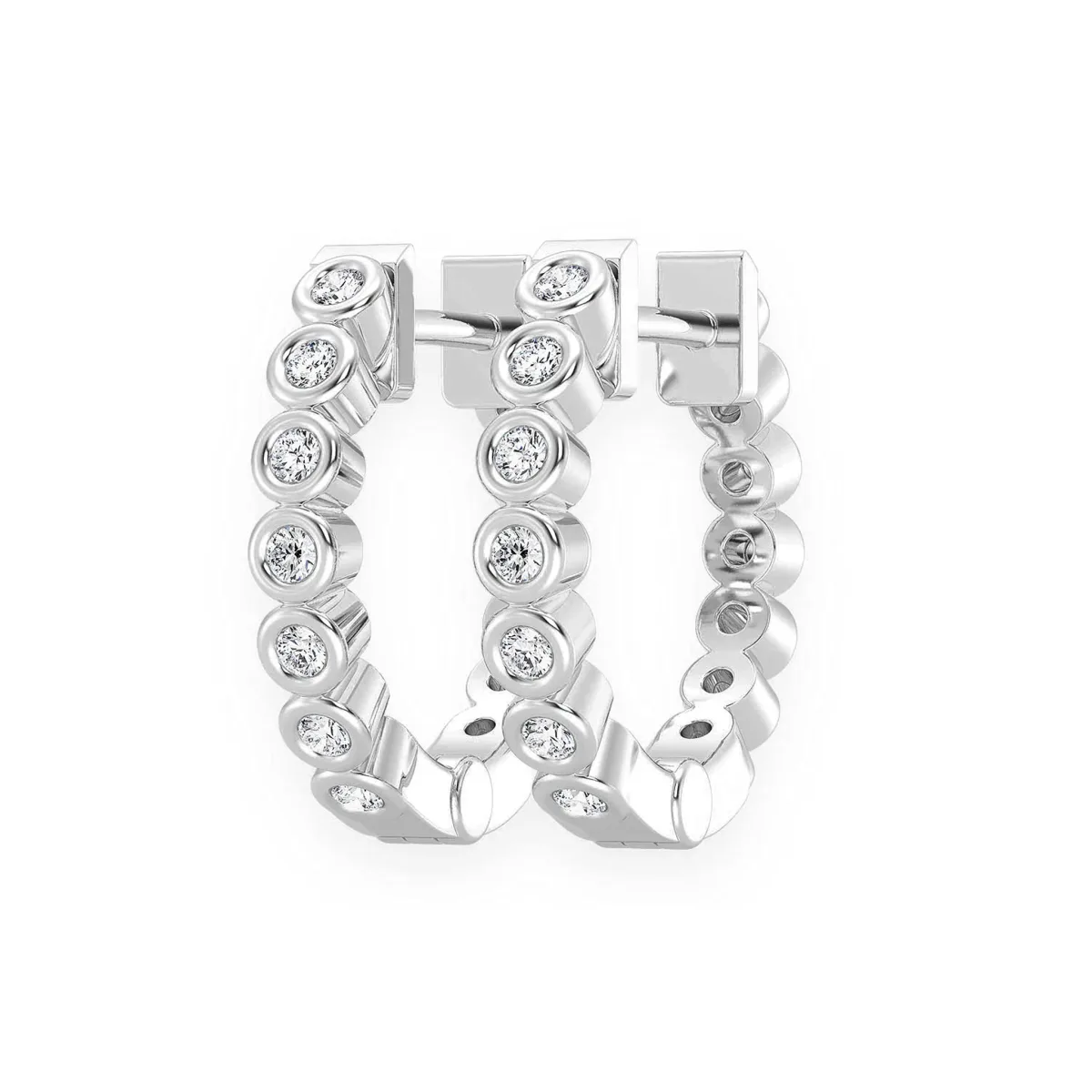 For Him Bezel Diamond Hoops in White Gold / Natural Diamond – Earring