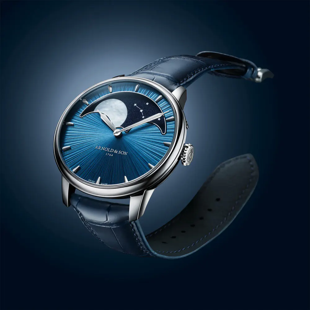 Arnold And Son Perpetual Moon 41.5mm Platinum Limited Edition Mens Watch Celestial Blue in Blue, additional product view 3