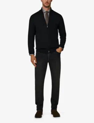 BOGGI MILANO Mock-Neck Full-Zip Merino Wool Jumper detail 2