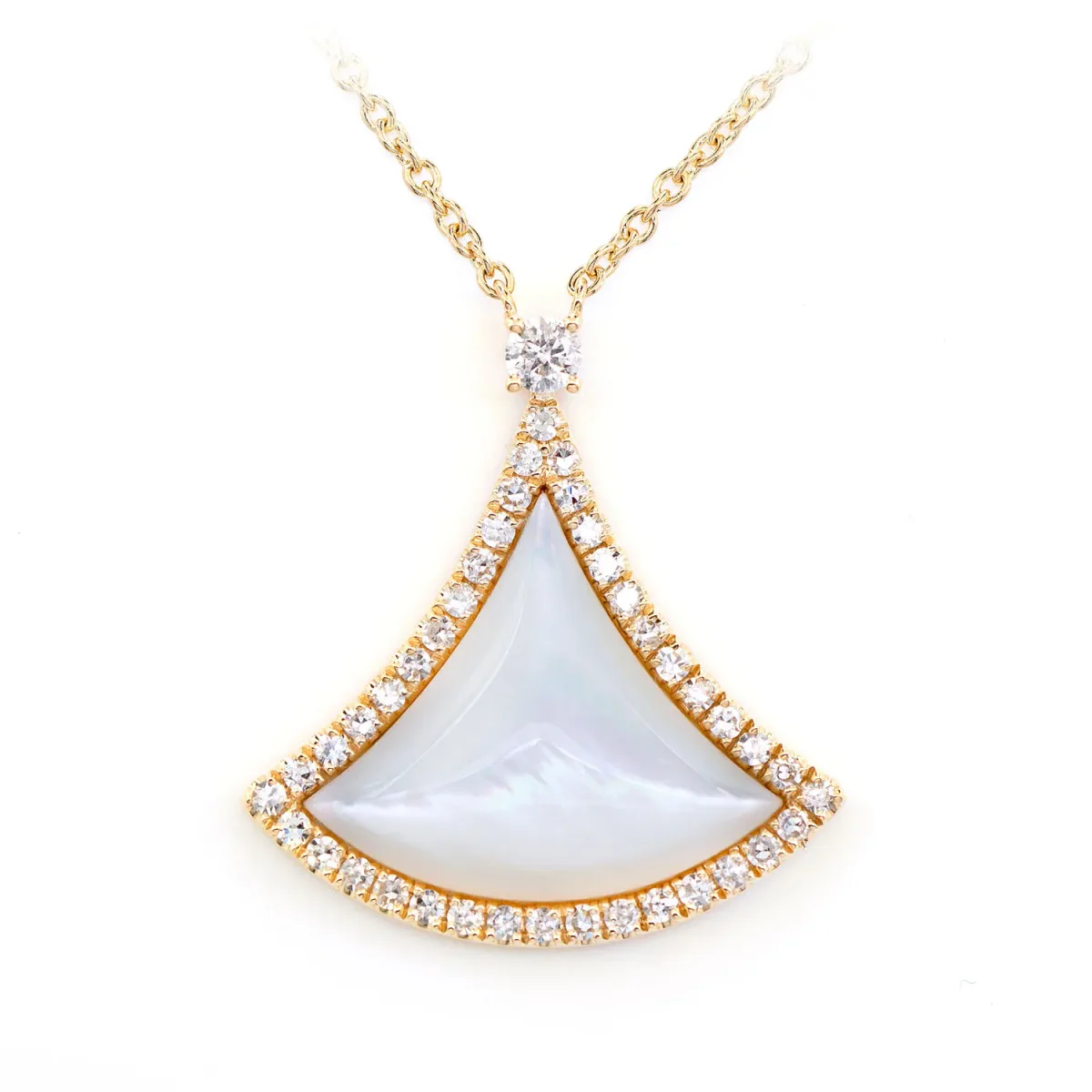 For Him Curved Mother of Pearl Triangle Diamond Necklace in Rose Gold / 16" / Lab Grown Diamond – Necklace