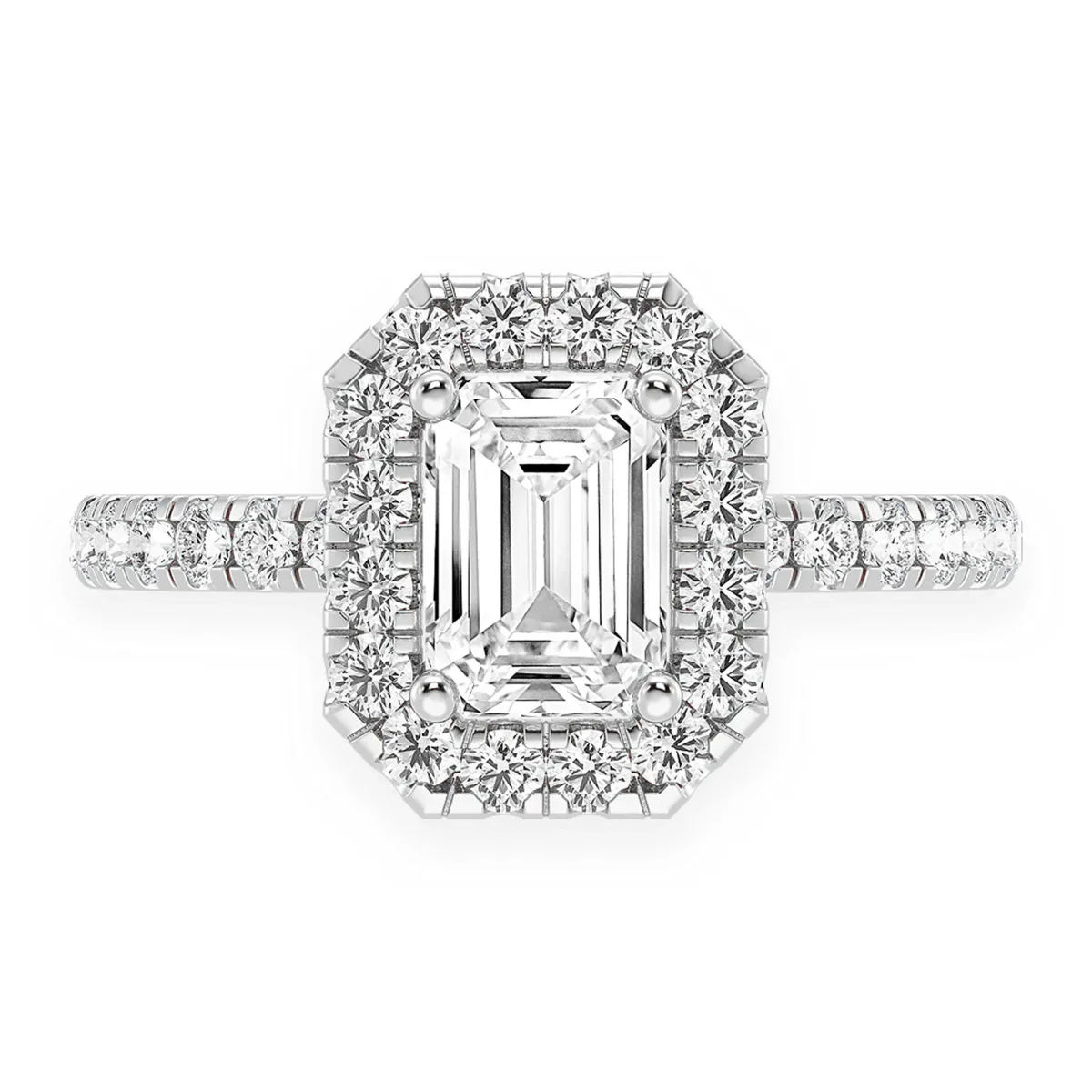 For Him 0.75ct Emerald Cut Halo Diamond Engagement Ring in Rose Gold / 0.75ctw Emerald Diamond (F/SI2) / Natural Diamond – Ring