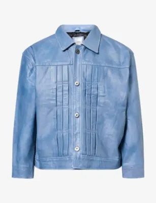 FOUND Trucker Pleats Leather Jacket in LIGHT BLUE – Mens | Coats & jackets | Leather jackets | Leather