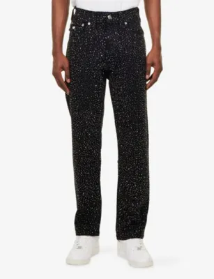 TRUE RELIGION Crystal Bobby Big T Embellished Denim Jeans detail 3