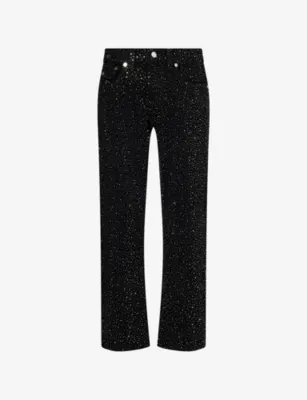 TRUE RELIGION Crystal Bobby Big T Embellished Denim Jeans