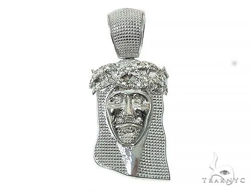RINA - For Him FACTORY 14K Prong Diamond Jesus Piece 41607 in White Gold – Pendant
