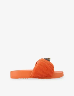 KURT GEIGER LONDON Eagle Puff Fabric Slides - EUR 43 / 9 UK MEN in ORANGE – Mens | Sandals | Sliders & flip flops