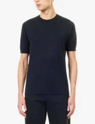 JOHN SMEDLEY Short-Sleeve Knitted Cotton T-Shirt detail 3