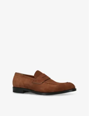 ZEGNA Classic Suede Penny Loafers - EUR 46 / 12 UK MEN in Brown, additional product view 3