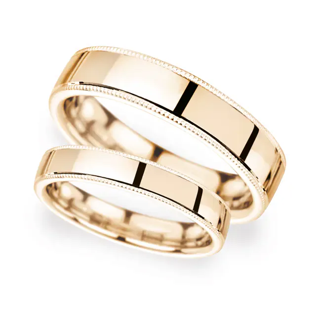 For Him 6mm Traditional Court Standard Milgrain Edge Wedding Ring In 18 Carat Yellow Gold