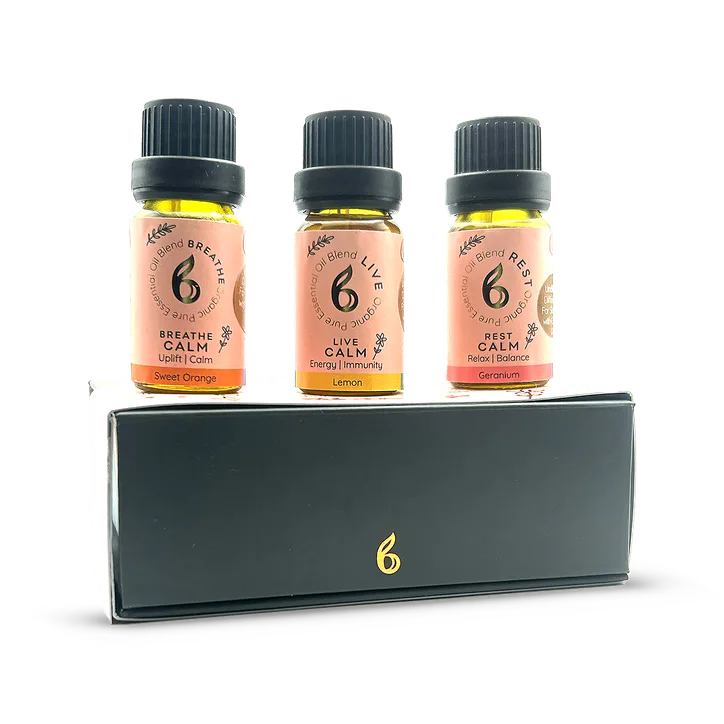 B Calm Essential Oil Blend Gift Set – Stress, Energy & Sleep Support (3 x 10ml)