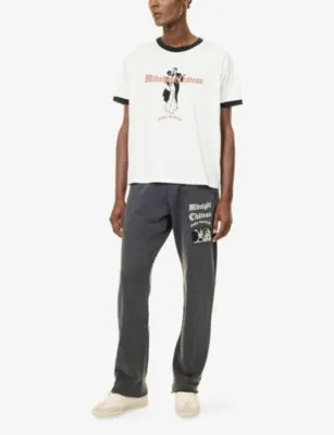 DUKE & DEXTER Washed Graphic-Print Cotton Jogging Bottoms detail 2