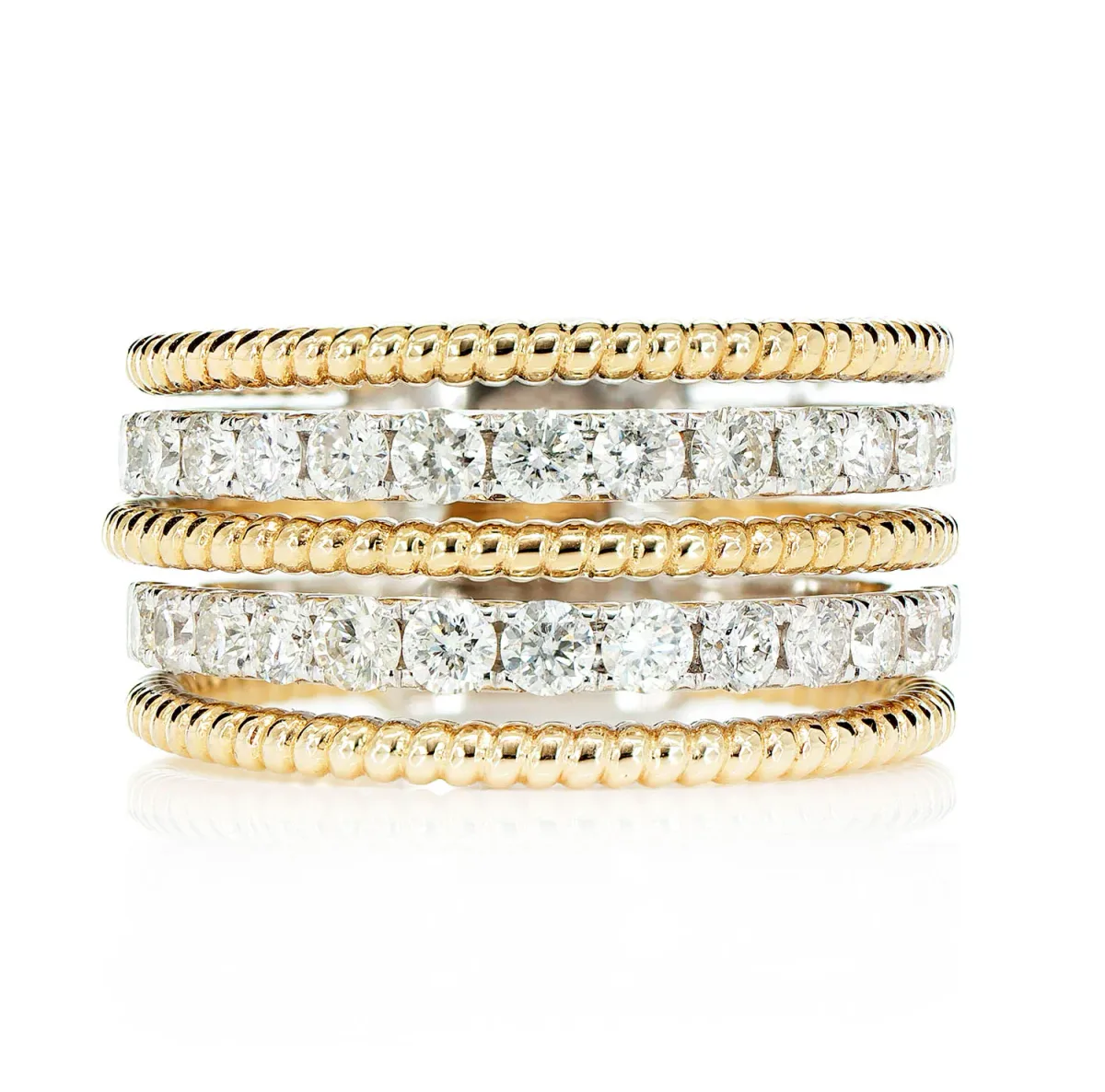 For Him Two Row Satin Diamond Rope Band in Two Tone Rose / Lab Grown Diamond – Ring