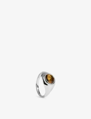 MONICA VINADER Eclipse Gemstone Sterling Silver and Tiger's Eye Signet Ring - M