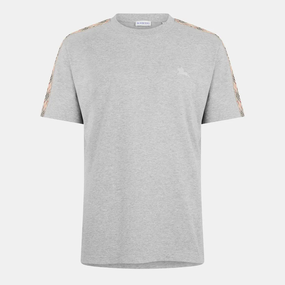 Burberry Mens Check Trim Cotton T-Shirt