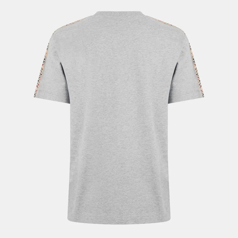 Burberry Mens Check Trim Cotton T-Shirt detail 2