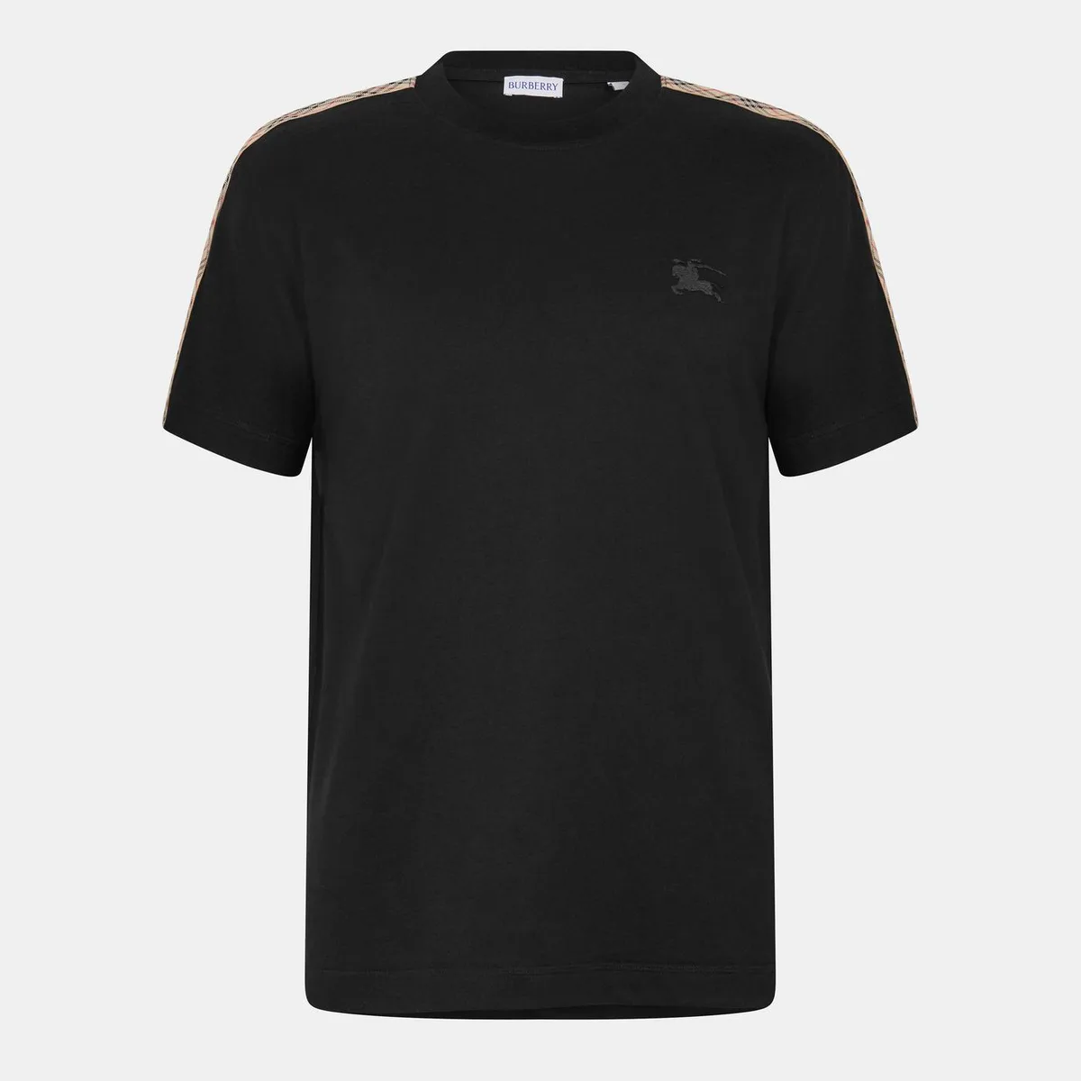 Burberry Mens Check Trim Cotton T-Shirt