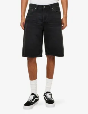 NUDIE JEANS Zeb Mid-Rise Cotton Denim Shorts in Night Dune, additional product view 3