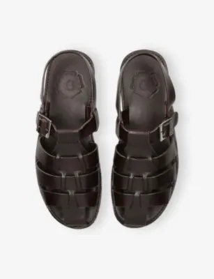 GRENSON Quincy Leather Sandals - EUR 45 / 11 UK MEN in Brown, additional product view 2