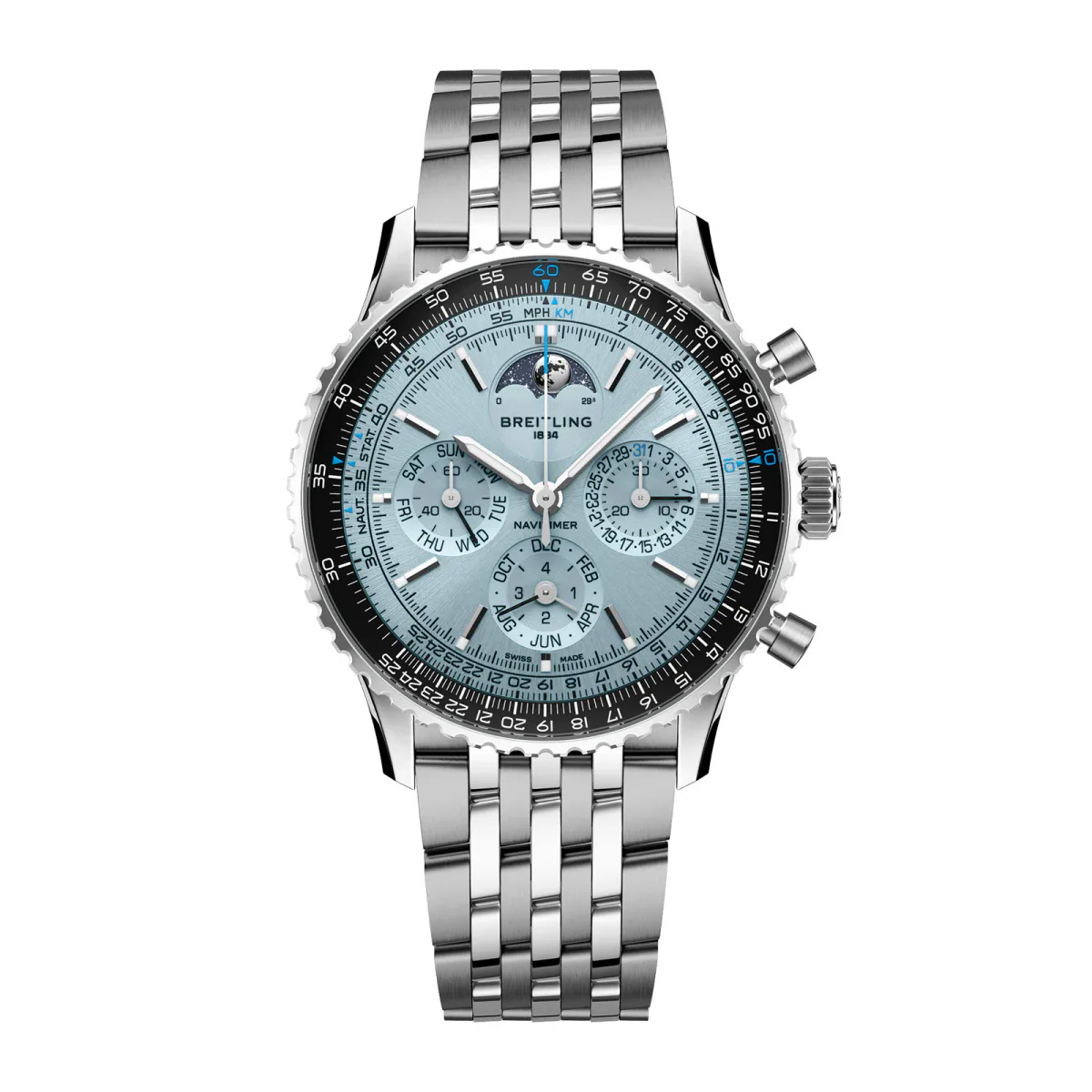 Breitling Navitimer B19 Chronograph Perpetual Calender 43mm Mens Watch Blue