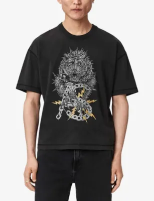 ALLSAINTS Iron Tiger Graphic-Print Cotton T-Shirt detail 3