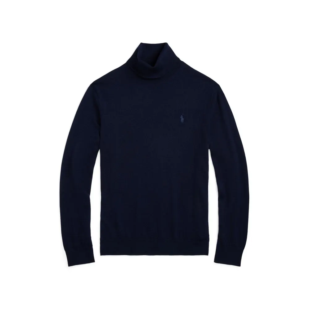 Polo Ralph Lauren Men's Merino Rollneck Jumper in Hunter Navy – Clothing