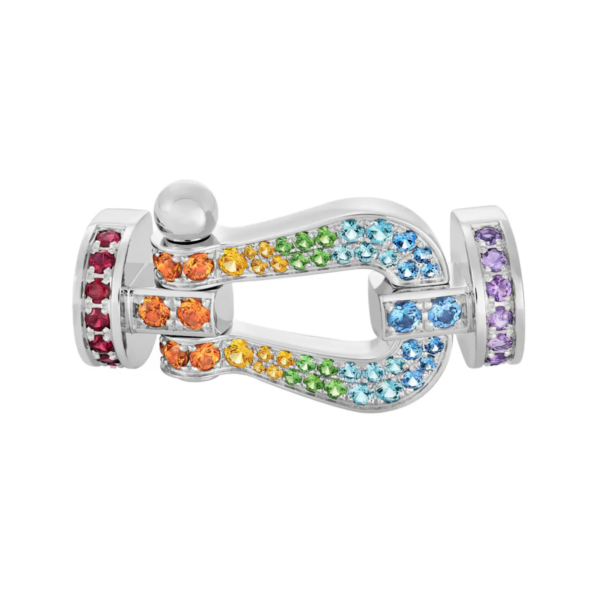Fred Force 10 18ct White Gold Coloured Stone Buckle Large Model
