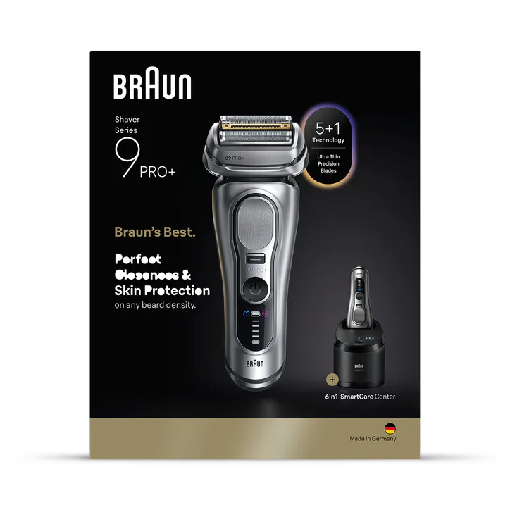 BRAUN Series 9 PRO+ Electric Shaver, Pro SensoAdapt, SmartCare Center, 9667CC, Silver