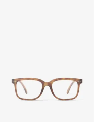 IZIPIZI #L square-framed frozen blue reading glasses - HAVANE - +3