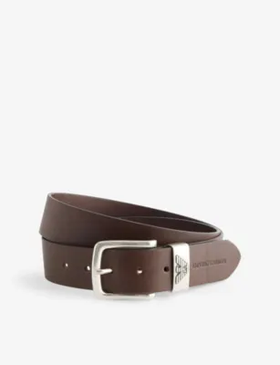 EMPORIO ARMANI Logo-embossed leather belt - 34