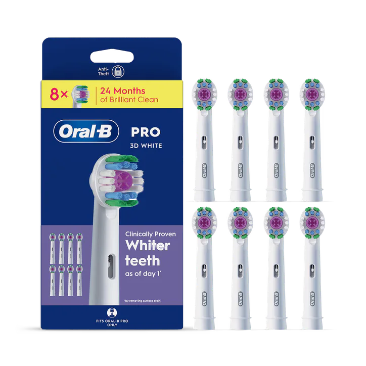 ORAL-B Pro 3D White Toothbrush Heads, 8 Counts