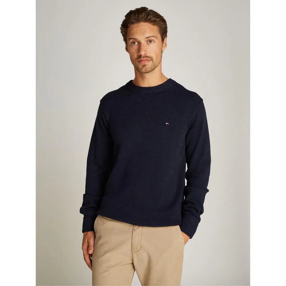 Tommy Hilfiger Men's Chunky Cotton Crew Neck Jumper detail 3