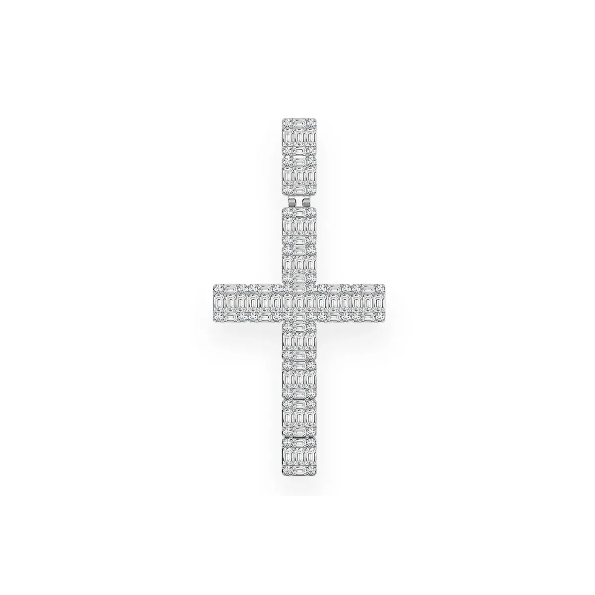 For Him Royal Baguette Cross in White Gold / Natural Diamond – Pendant