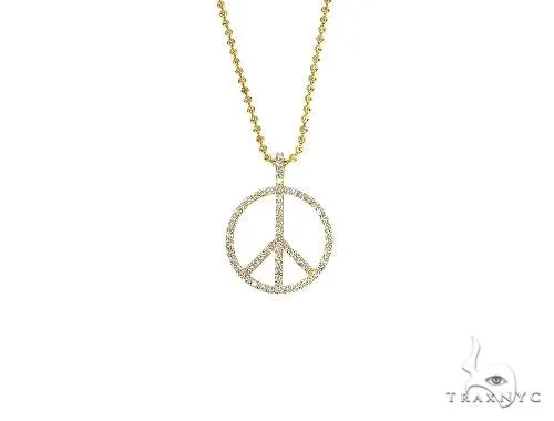 RINA - For Him FACTORY 14k Gold Peace and Love Pendant Set 66336 in Rose Gold / 18 Inches – Pendant Set