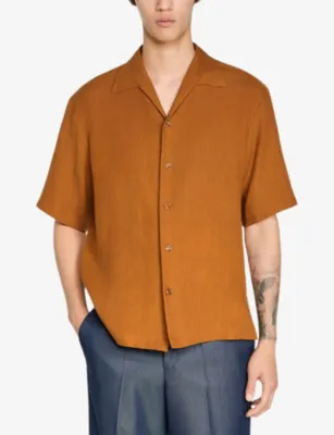 SANDRO Collared Relaxed-Fit Linen Shirt detail 3