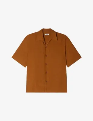 SANDRO Collared Relaxed-Fit Linen Shirt