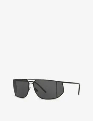 SAINT LAURENT SL 750 Rectangular-Frame Metal Sunglasses in BLACK, additional product view 2