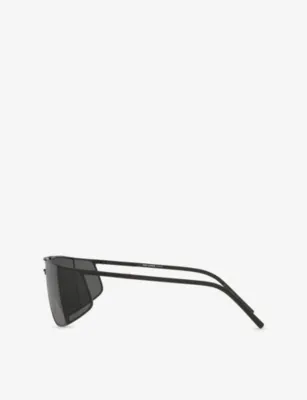 SAINT LAURENT SL 750 Rectangular-Frame Metal Sunglasses in BLACK, additional product view 3